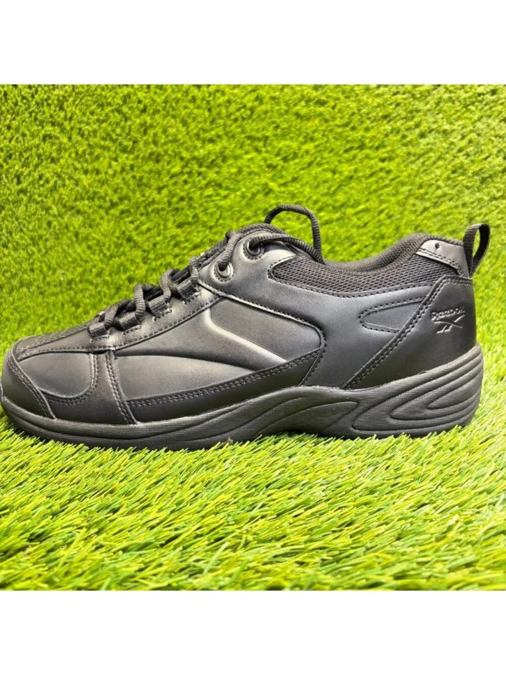 Reebok Jorie Mens Size 12E Black Leather Slip Resistant Working Jogger Shoes